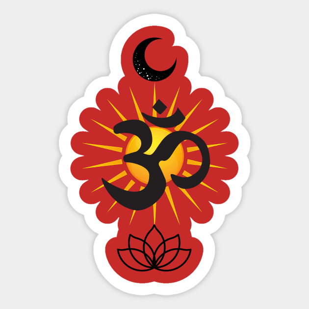 Sunny Ohm, Moon and Lotus Sticker by Orange Pyramid